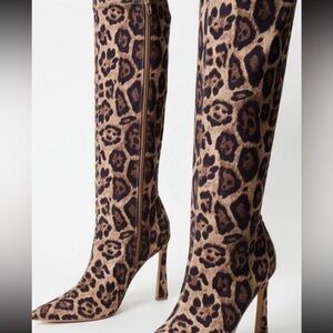 Zara Leopard Print Heeled Boots